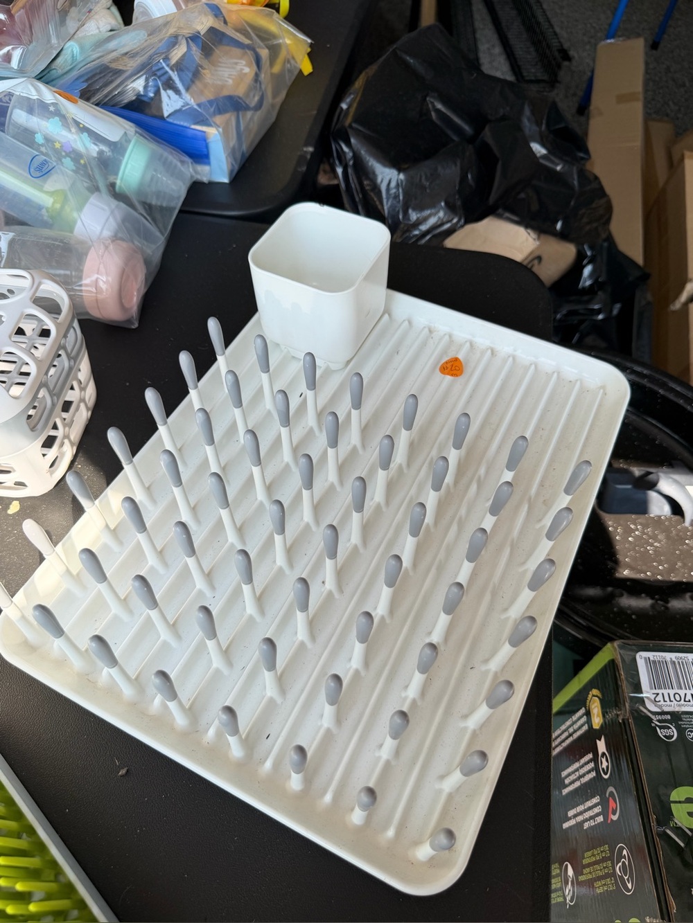 Like new White and Gray Bottle Drying Rack with Utensil Cup